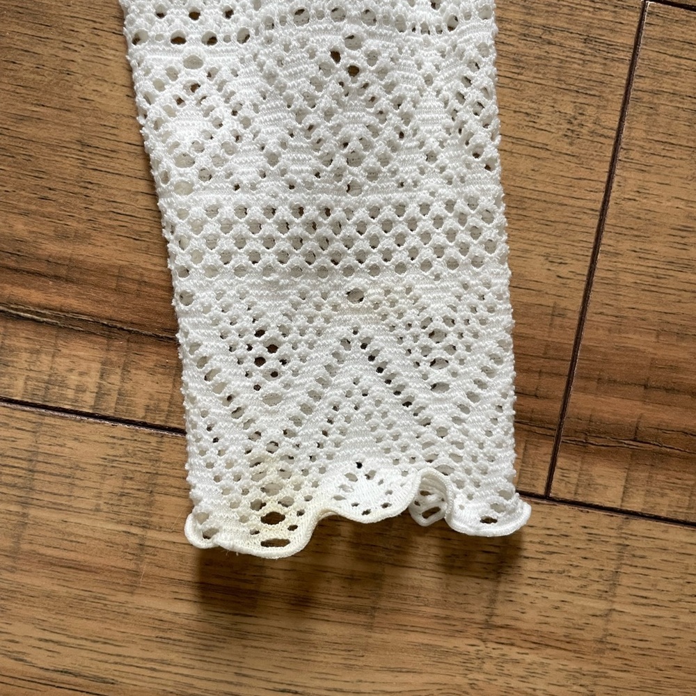 Free People Beach Top Women Small Lasercut White Top Babydoll - Picture 8 of 9